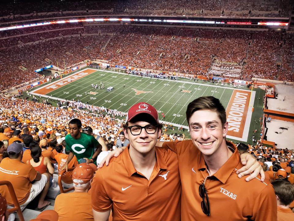 Brothers at a Texas Longhorns football game